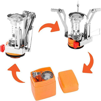 Portable Outdoor Camping Gas Stove: Aluminum Alloy Ultra-Light Camp Stove for Picnic Cooking - Essential Camping Accessories for Survival Stove