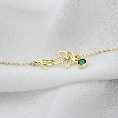 Skanto | Dainty Birth Flower & Birthstone Bracelet