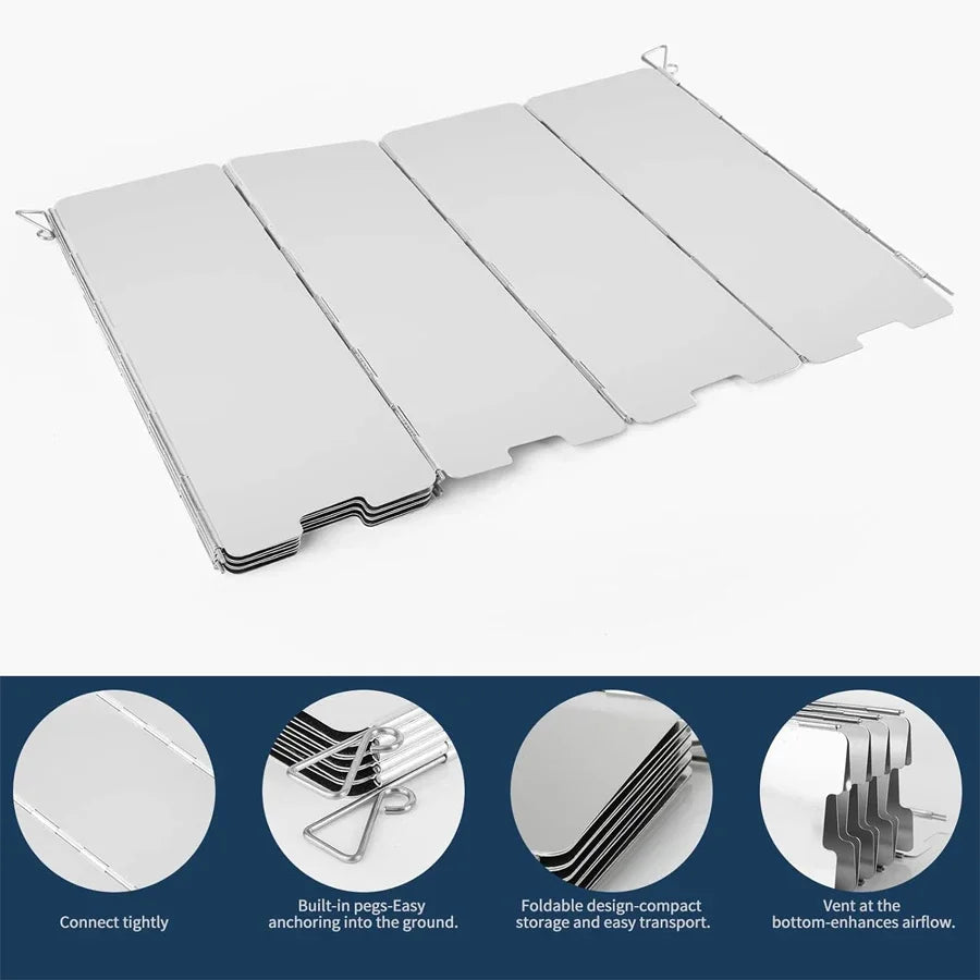 Brehn | WindShieldX Camping Windscreen | Foldable & Ultralight | Stainless Steel | For gas stoves & outdoor stoves