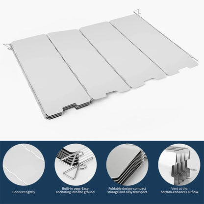 Brehn | WindShieldX Camping Windscreen | Foldable & Ultralight | Stainless Steel | For gas stoves & outdoor stoves
