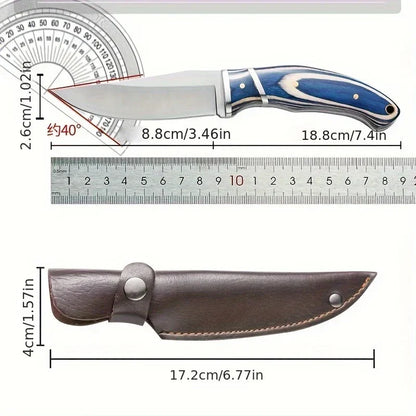Skanto | 7.5-inch All-Purpose Knife – Stainless Steel with Colored Wooden Handle – Ideal for Home Kitchen, Outdoor Camping, and Grilling