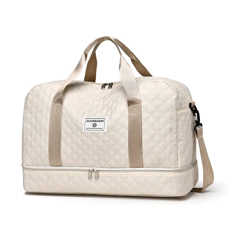 BowLift | Raumio TravelFlex Lightweight Travel Bag with Diamond Pattern | Large Sports & Weekend Bag with Shoe Compartment & Wet Compartment | Cabin Luggage Suitable & Foldable