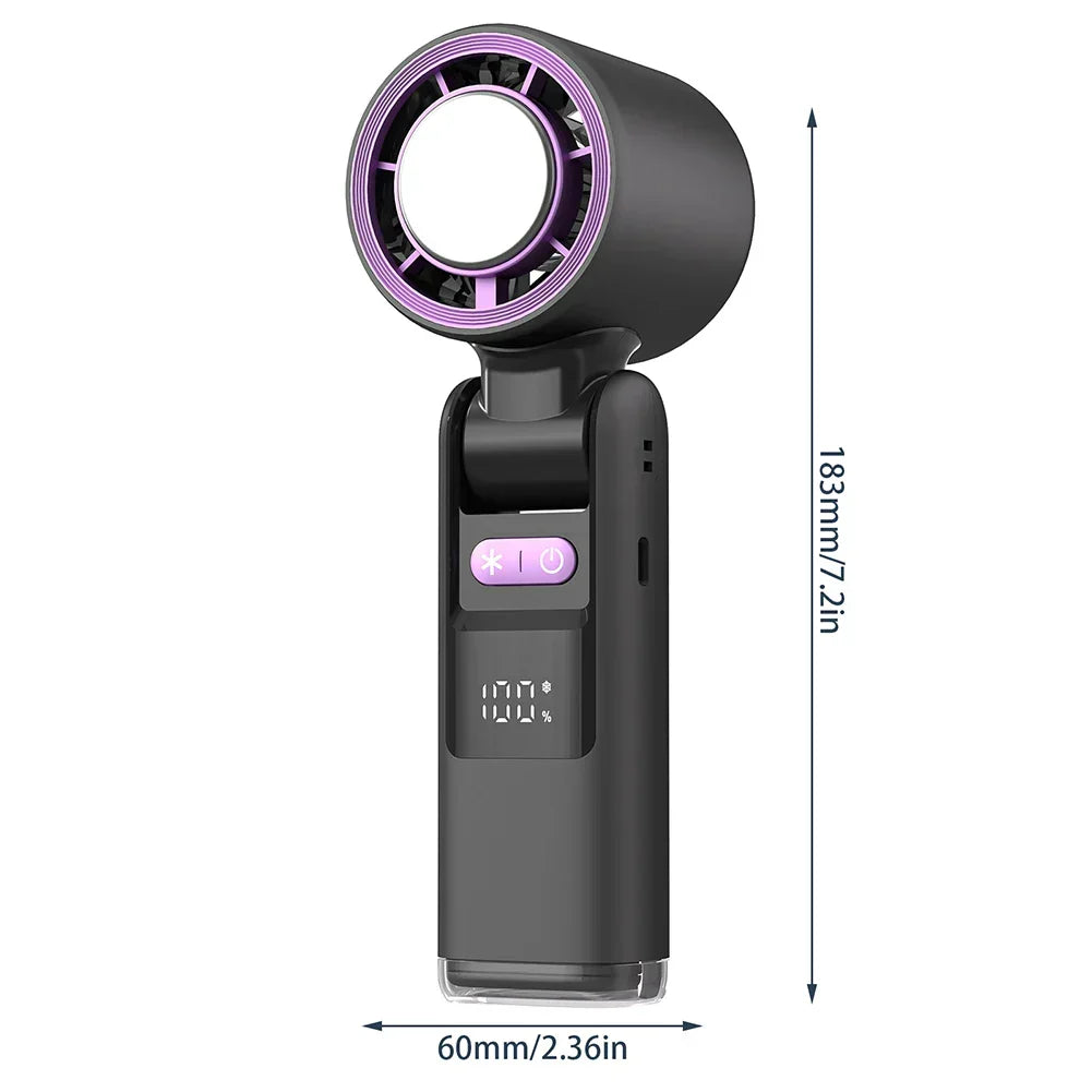 Mini handheld fan with 100 speed settings and digital display | Karnz