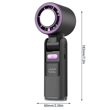 Mini handheld fan with 100 speed settings and digital display | Karnz