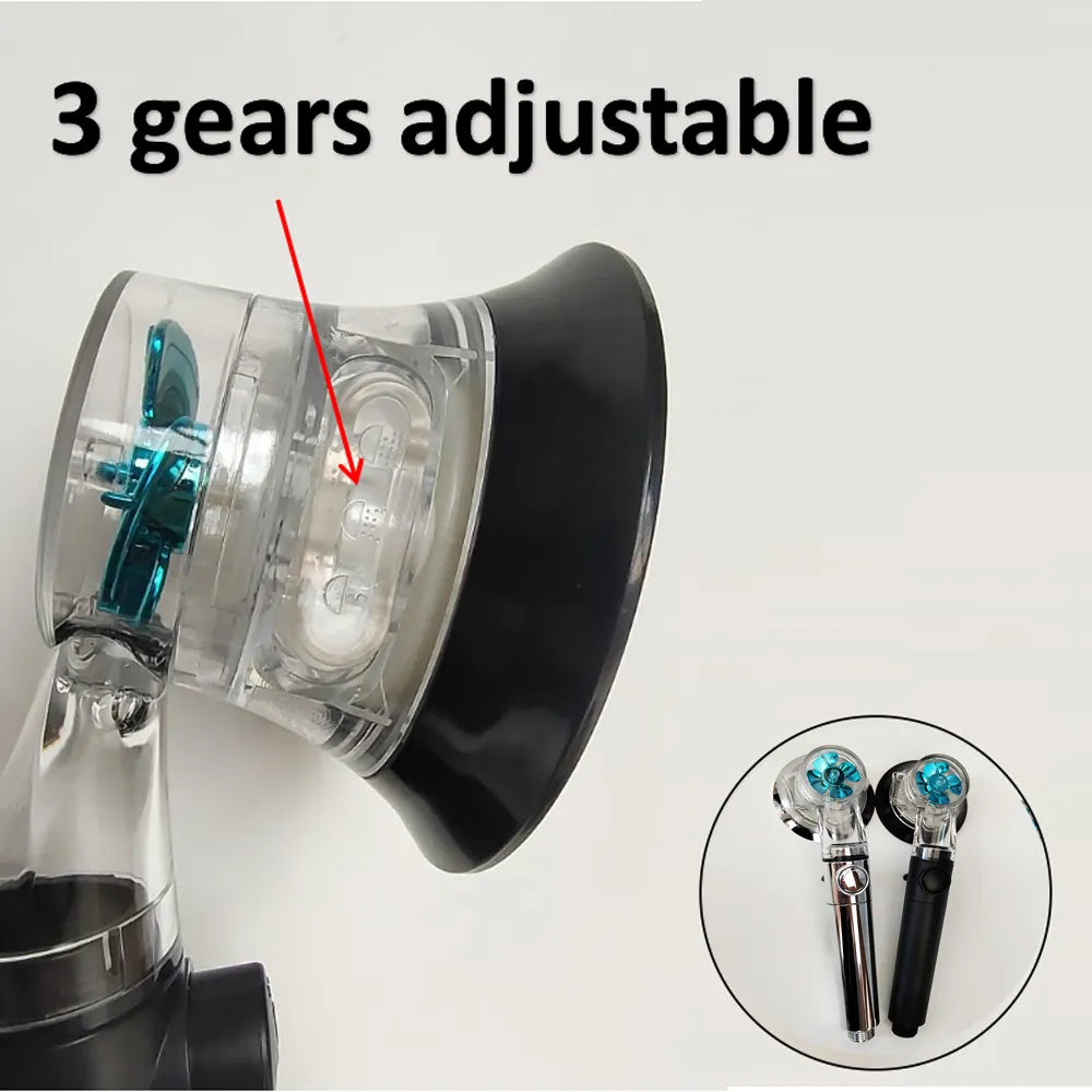 Skanto | High-Pressure Turbo Fan Shower Head with Temperature Indicator and Water-Saving Stop Button - Handheld Bathroom Shower Head