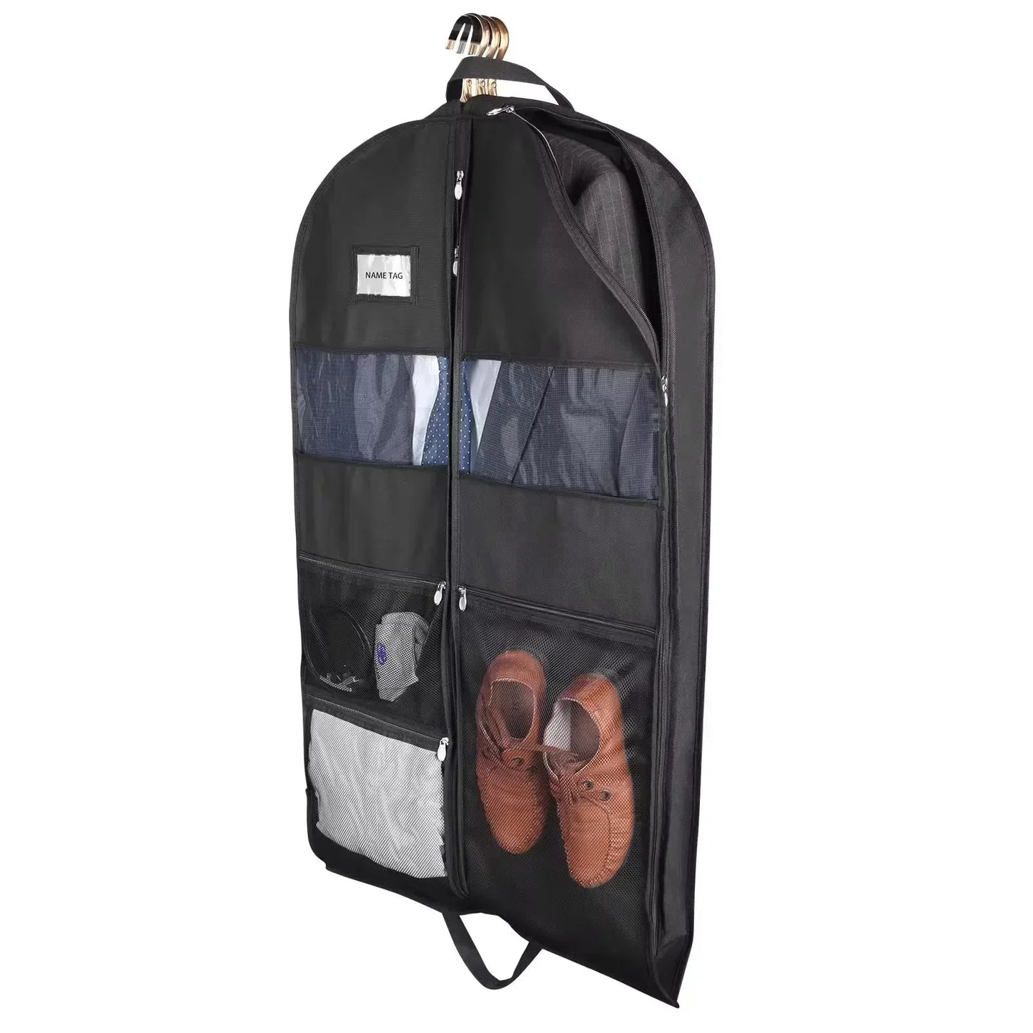 BowLift | Travel Dresses Garment Bag for Travel | Double-Sided Zipper & XXL Pockets | Breathable & Transparent | 43 inch Hanging Suit Organizer