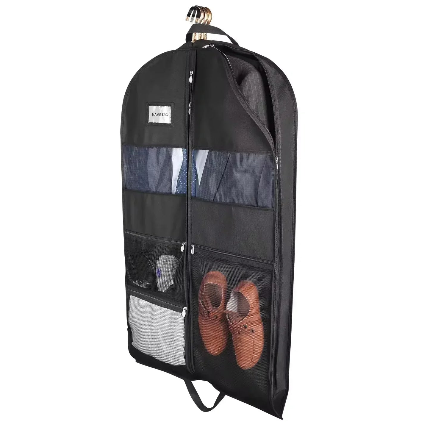 Karnz | Travel Garment Bag | Two-way Zipper & XXL Pockets | Breathable & Transparent | 43 Inch Hanging Suit Organizer