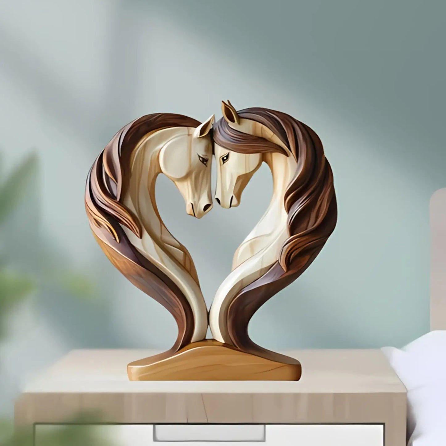 BowLift | Equora Horse Sculpture | Horse Sculpture Wood | 2D Design in Embrace Pose | Decoration for Living Room, Office & Children's Room