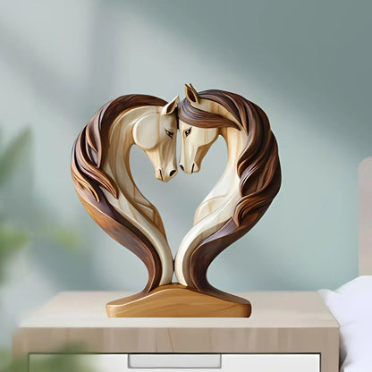 BowLift | Equora Horse Sculpture | Horse Sculpture Wood | 2D Design in Embrace Pose | Decoration for Living Room, Office & Children's Room