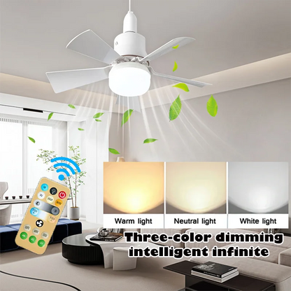 30W E27 Ceiling Fan Light with Remote Control - LED Dimming Function, Intelligent Quiet Fan for Bedroom & Living Room | Karnz