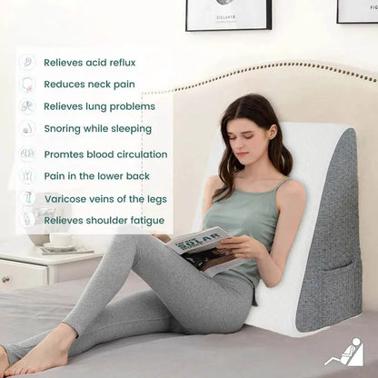 Skanto | Memory Foam Wedge Pillow: Elevated Triangular Pillow for Sleeping, Heartburn, Post-Surgery - Bedroom, Dorm, Office Use