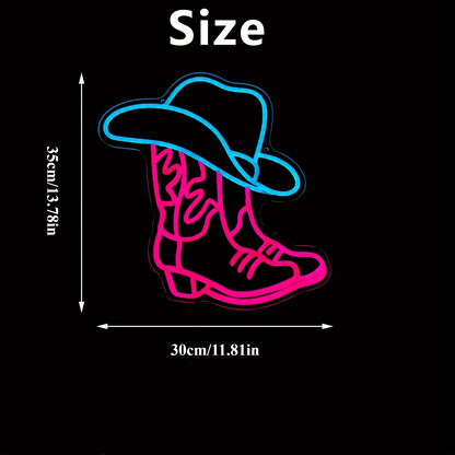 BowLift | USB-Powered Cowboy Boots Neon Sign for Western Decor