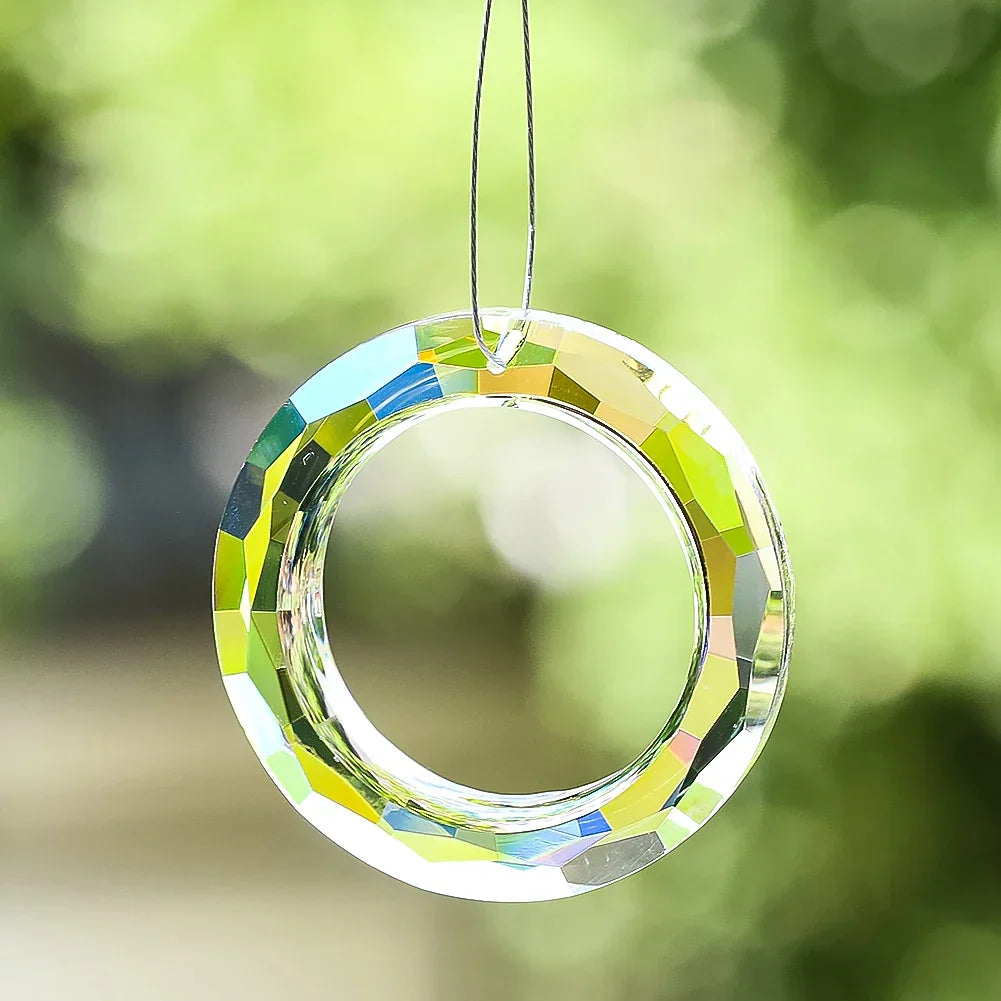 BowLift | Crystal Suncatcher LumiRing 50 | Ø 50 cm | Glass Prism for Windows, Garden & Decor | Rainbow Catcher for Light Plays