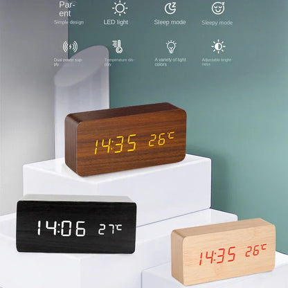 Skanto | Wood LED Smart Alarm Clock for Bedroom