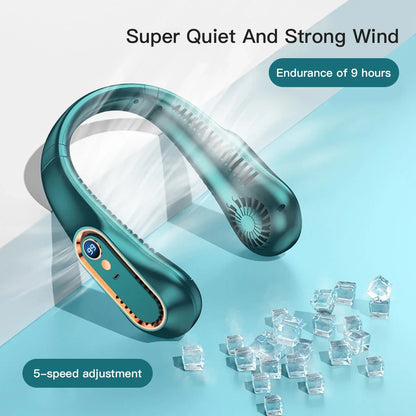 Portable Mini Bladeless Neck Fan with Digital Display - USB Rechargeable Neck Air Cooler, Hands-Free Cooling Experience | Karnz