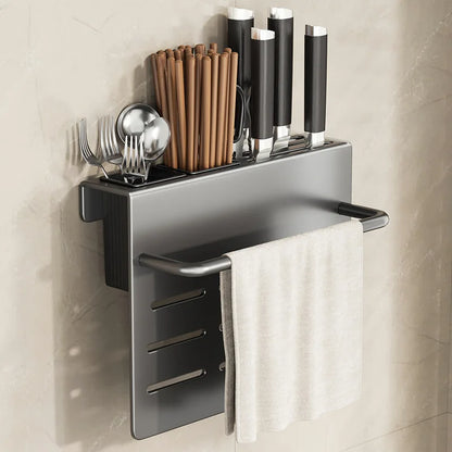 ChefSpace Wall-mounted Knife Holder with Storage for Cutting Boards – Stainless Steel Karnz