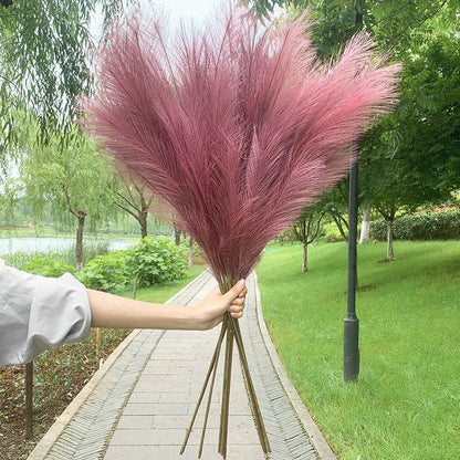 5 Pieces 100 cm Artificial Pampas Grass Dried Flower Bouquet, Decoration for Weddings, Parties, Home, Room, DIY Artificial Plant Decoration Accessories
