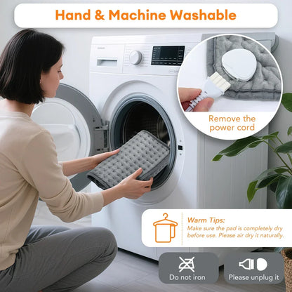 BowLift | ThermaEase Electric Heating Pad | 9 Temperature Levels & 4 Timer Modes | 30×60 cm | Washable & Quick Heating | For Back, Stomach & Legs