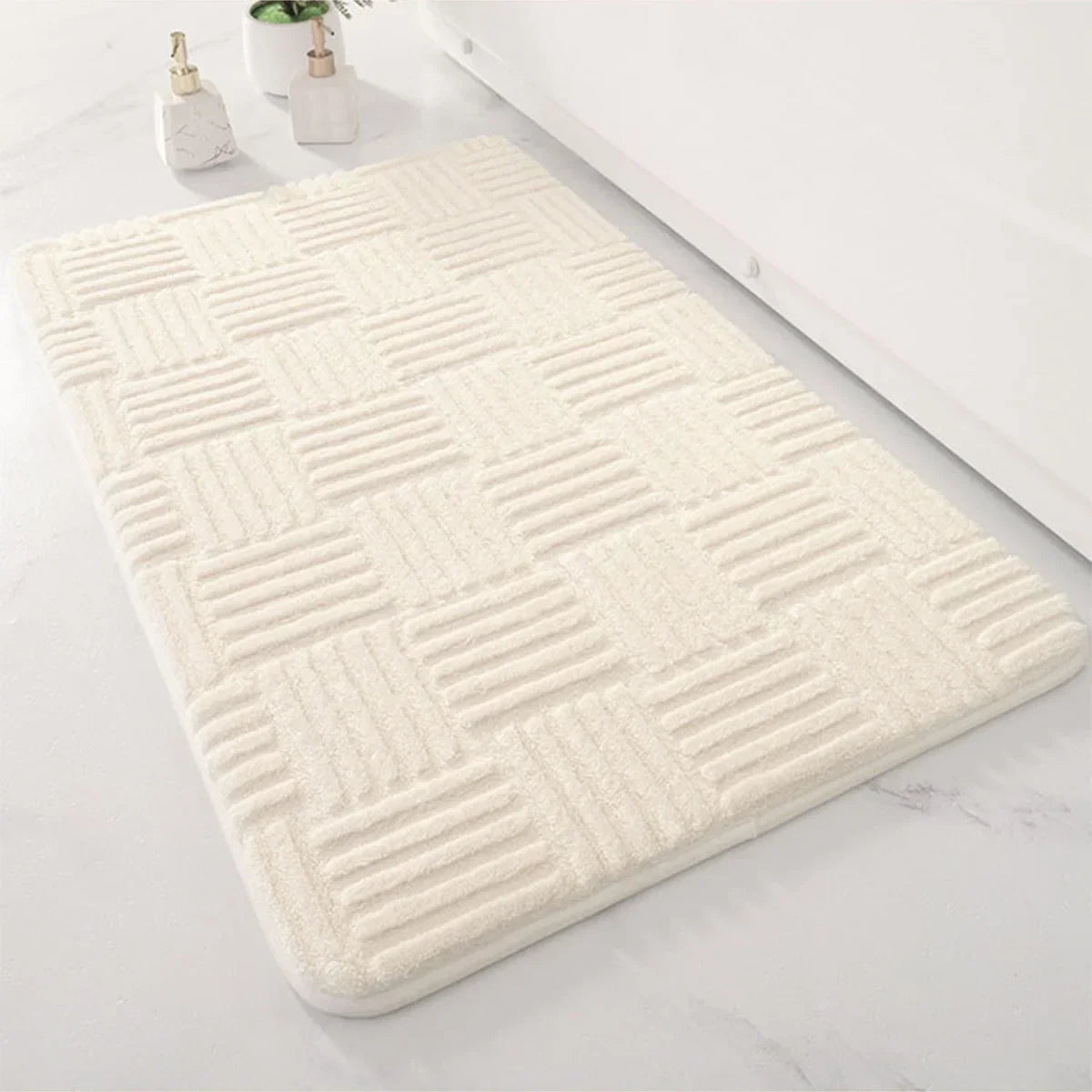 BowLift | Thick Striped Non-Slip Bath Mat with Soft and Absorbent Capability