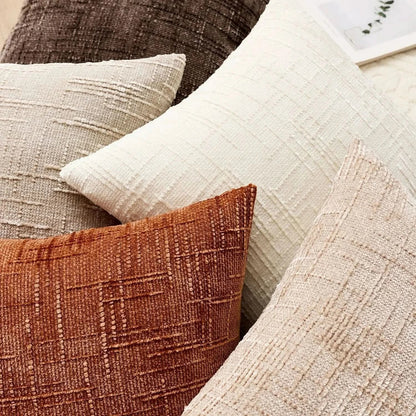 Skanto | Chenille Throw Pillow Cover Bamboo Texture Solid Color