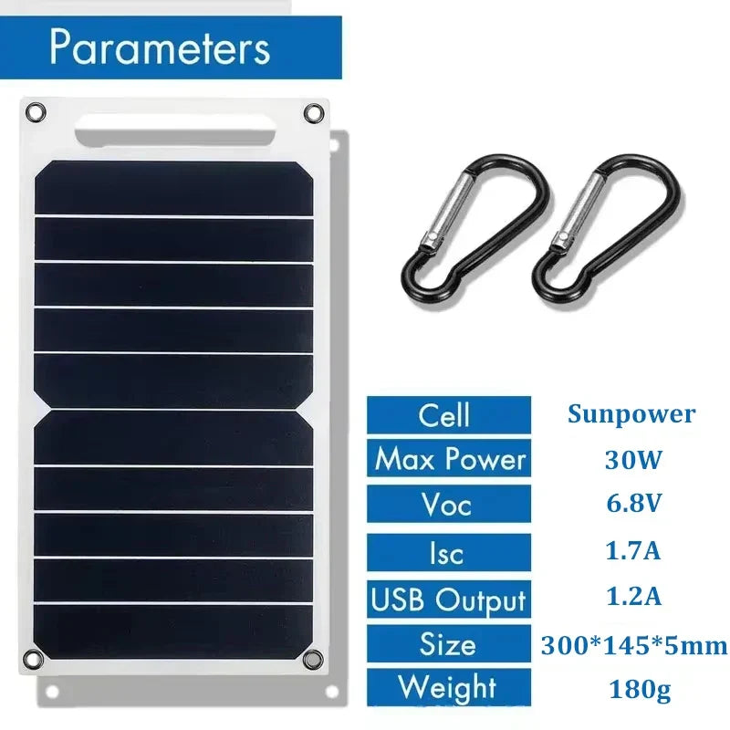 Skanto | SolNova 30W Solar Panel | Ultra-Light & Waterproof | USB Connection for Phone & Power Bank | Outdoor & Camping