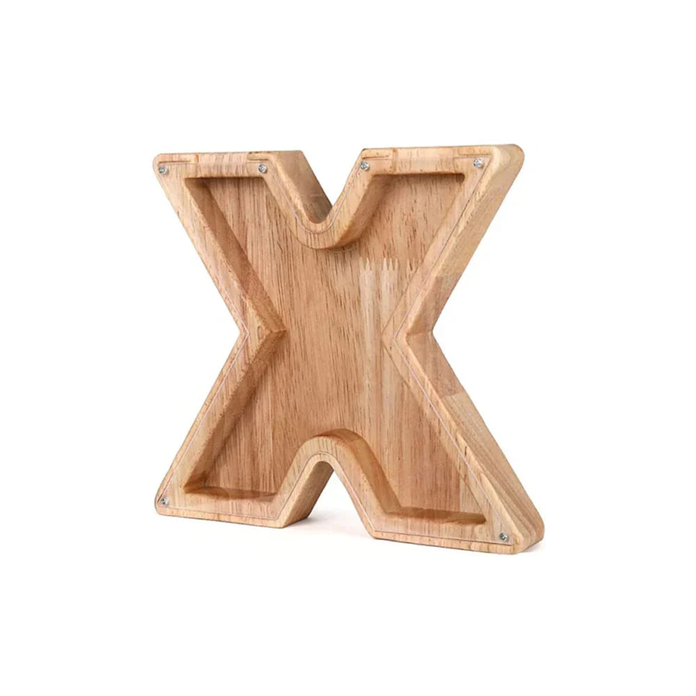 Skanto | Wooden Alphabet Piggy Bank with Transparent Window for Stylish Saving