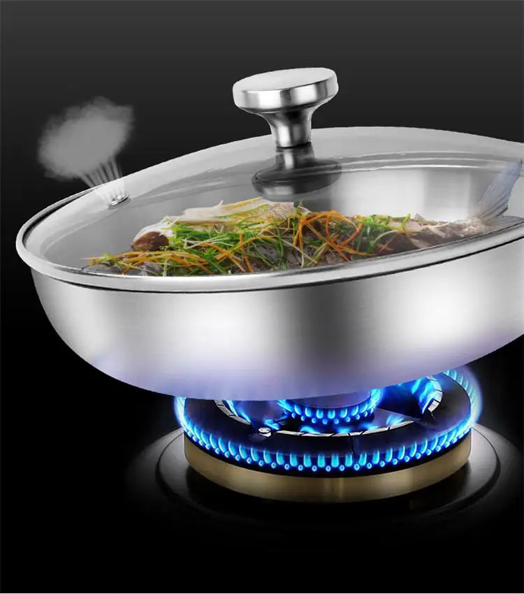 Skanto | Professional Frying Pan - 304 Stainless Steel, 2MM thick 5-layer Steel Pan & Pot