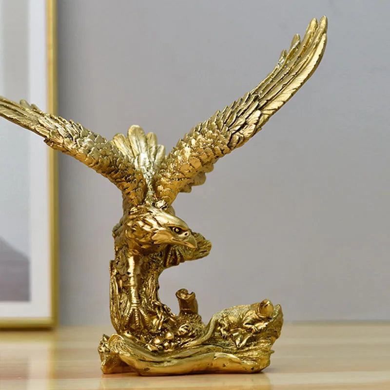 Skanto | Resin Golden Eagle Statue Art Animal Model Collection Ornament Home Office Desk Feng Shui Decor Figurines Simple