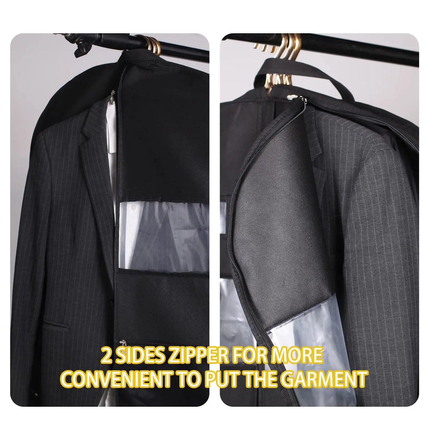 Karnz | Travel Garment Bag | Two-way Zipper & XXL Pockets | Breathable & Transparent | 43 Inch Hanging Suit Organizer