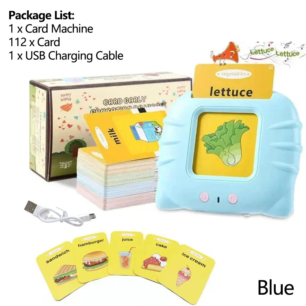Talking Flashcard Learning Machine for Kids - Educational Audiobook Toy for Preschoolers 2-6 Years, USB Rechargeable, Eye-Friendly Design
