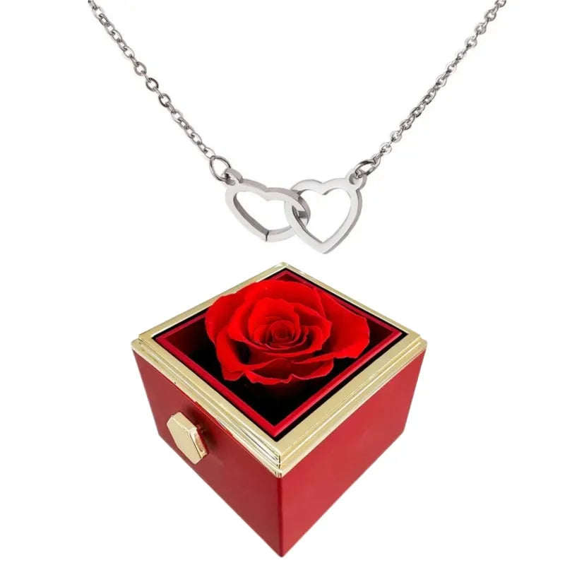 Skanto | Heart Necklace With Rotating Rose Gift Box