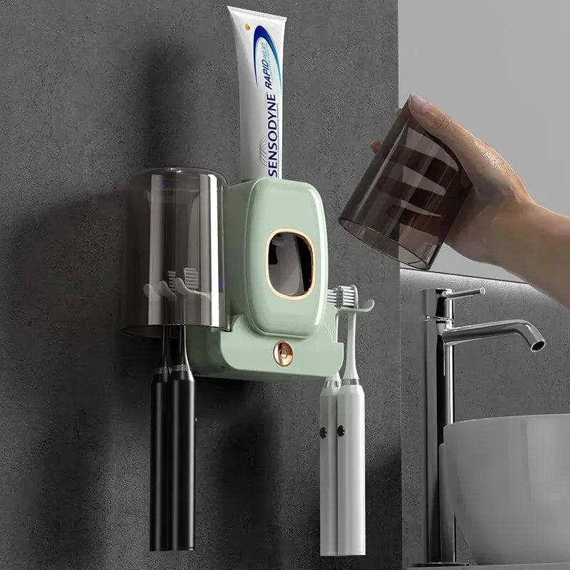 BowLift | UV Toothbrush Holder PureBrush UV | Sterilization with UV Light | Automatic Toothpaste Dispenser | Wall Mounting Without Drilling