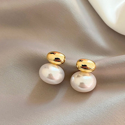 BowLift | Classy Gold Accented Pearl Stud Earrings