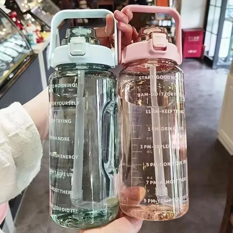 Skanto | Large 68oz Sport Water Bottle with Straw and Time Marker for Gym and Outdoor Fitness