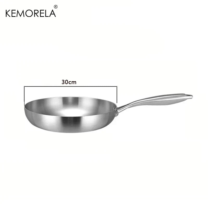 Skanto | Professional Frying Pan - 304 Stainless Steel, 2MM thick 5-layer Steel Pan & Pot