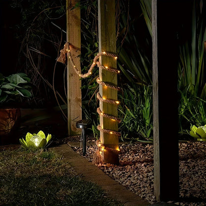 Skanto | Hemp Rope Solar Powered Lamp | Durable Outdoor Lighting for Garden and Patio