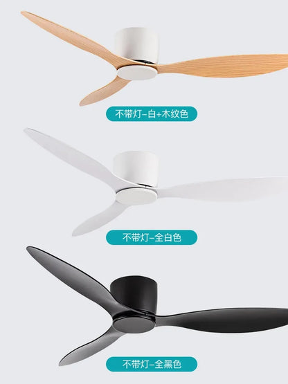 42-52 Inch Ceiling Fans with DC Motor — Remote Control Low-Profile Cooling Fans, without Light, White Wood & Black Options | Karnz
