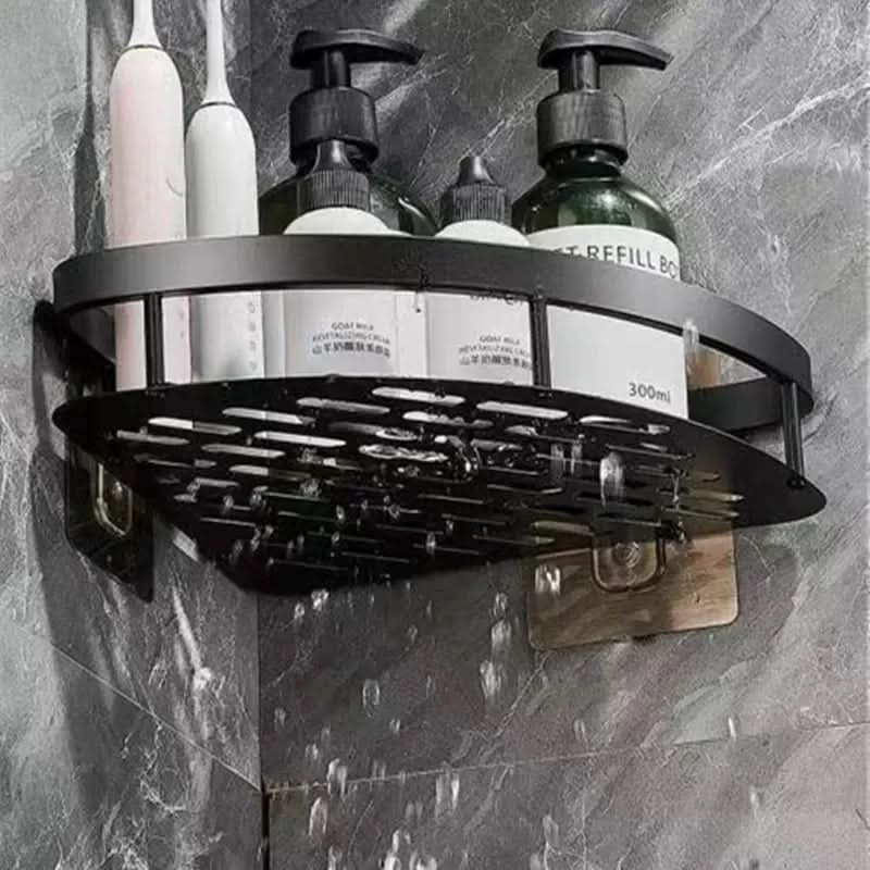 No-Drill Aluminum Bathroom Corner Shelf with Rust-Resistant Construction