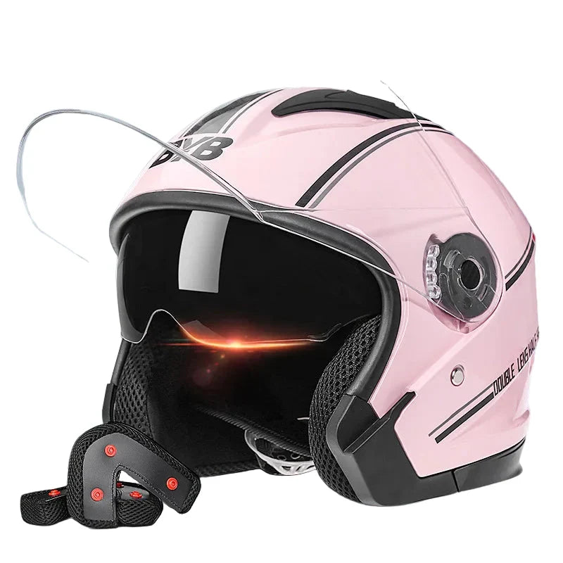 Skanto | Retro 3/4 Open-Face Motorcycle Helmet with Dual Visor – AeroRide