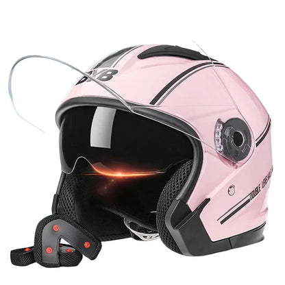 Skanto | Retro 3/4 Open-Face Motorcycle Helmet with Dual Visor – AeroRide