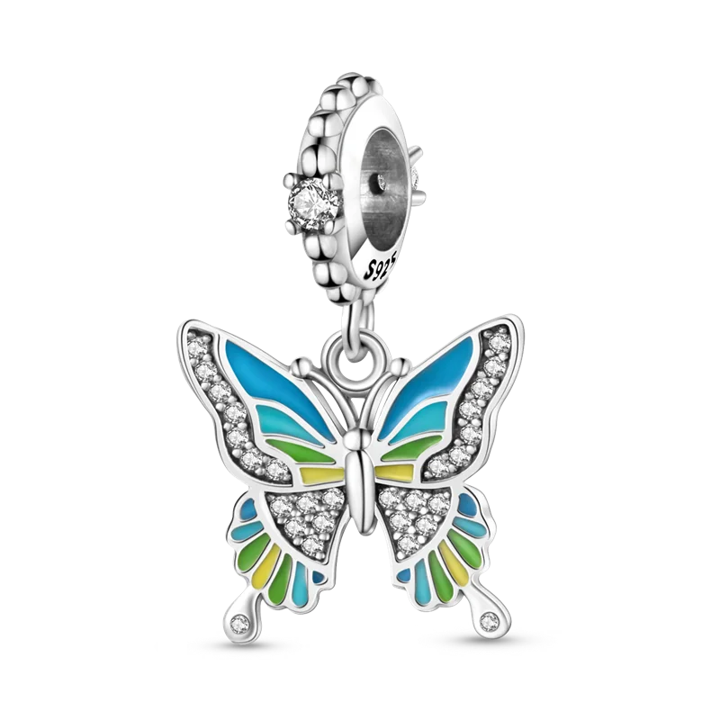Skanto | 925 Silver Golden Leopard Charm Beads Colorful Chameleon Rhinoceros Lion Scarab Cat Pendant Compatible with Original Pandora Bracelet Jewelry