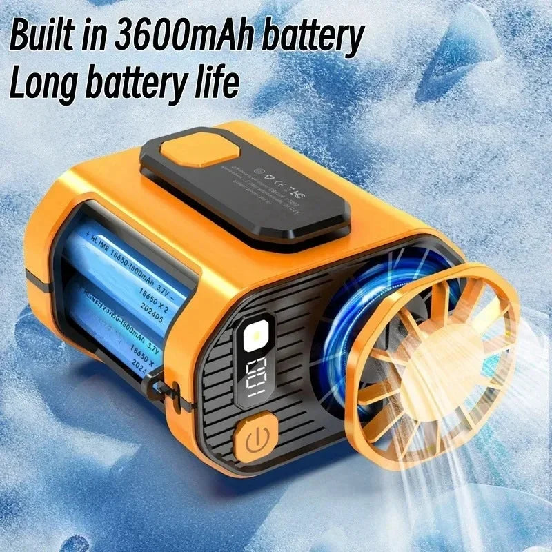 20000mAh Portable Waist Fan - Strong Wind Hanging Neck Fan with Power Bank and LED Lighting for Outdoor Sports and Work | Bowlift