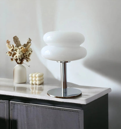 Skanto | Elegant Macaron Glass Table Lamp with USB - 3 Light Colors