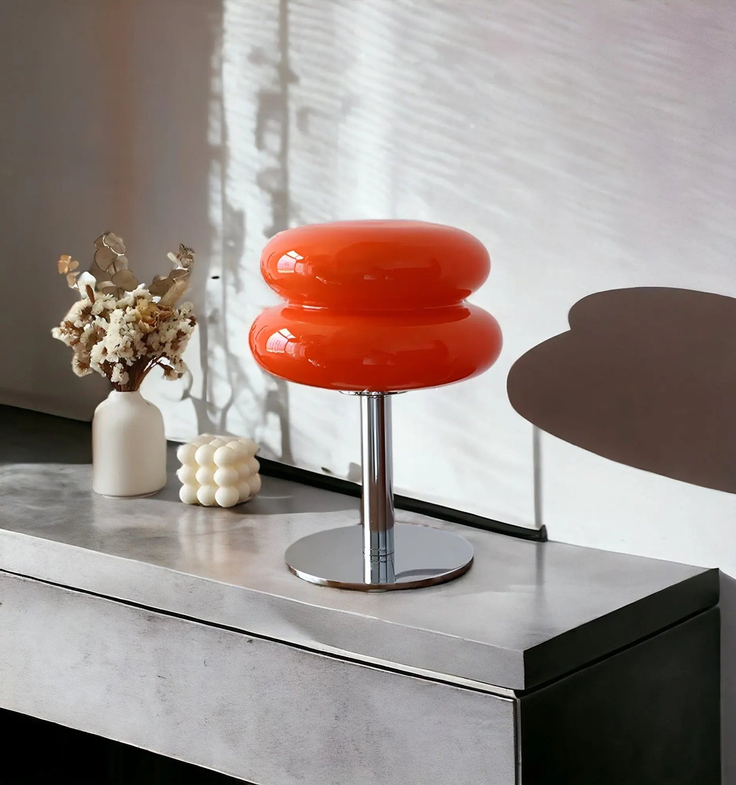 Skanto | Elegant Macaron Glass Table Lamp with USB - 3 Light Colors