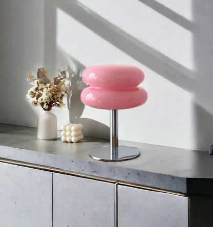 Skanto | Elegant Macaron Glass Table Lamp with USB - 3 Light Colors