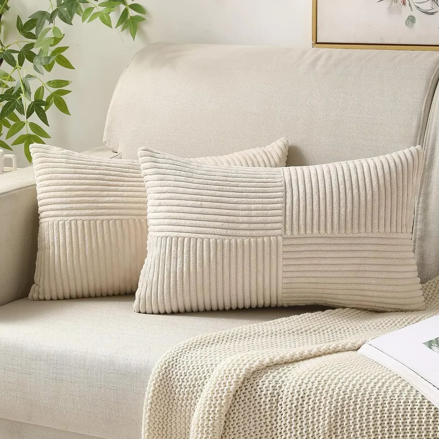 BowLift | VelvetAura Cushion Cover - Stylish Striped Cushion Covers in Luxury Corduroy Set