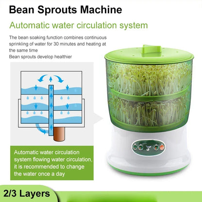 Intelligent Sprout Grower - Automatic Electric Growth Container for Green Vegetable Seeds - Thermostat Germinator