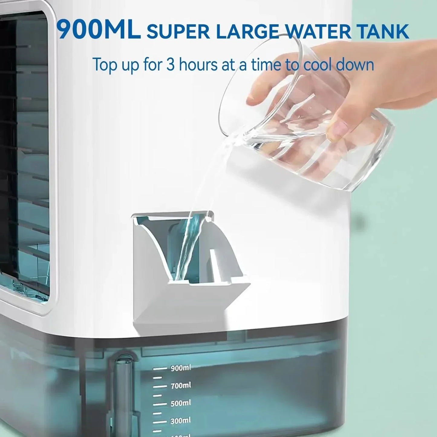 Portable Mini Air Conditioner – 3-Speed Small AC Unit with 900ML Water Tank, Electric Fan and Humidifier for Bedroom & Office | Bowlift
