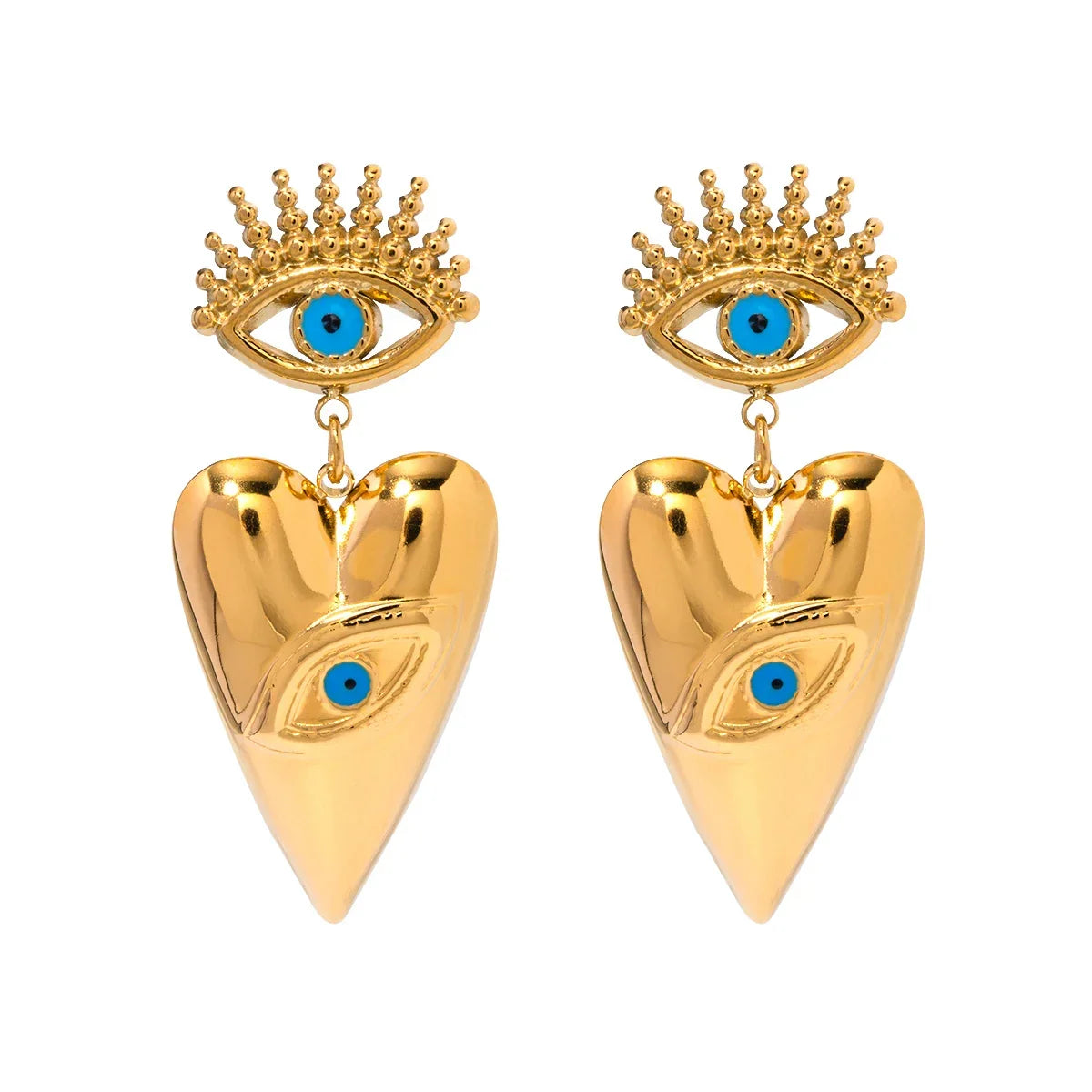 BowLift | 18k Evil Eye Heart Dangle Earrings