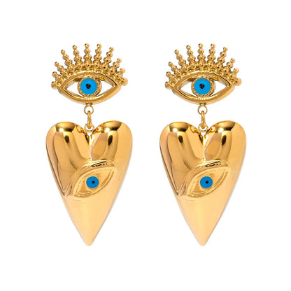 BowLift | 18k Evil Eye Heart Dangle Earrings